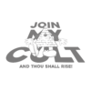 Join My Cult Logo T-Shirt White and Grey Label Detail Closeup